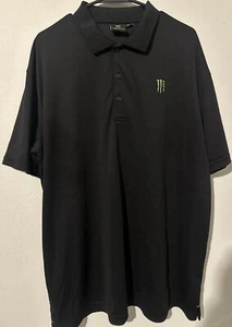 Monster Energy Drink Black Short Sleeve Polo Shirt Mens XL - Picture 1 of 4