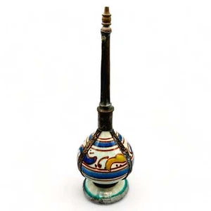 Exquisite Moroccan Alpaca-Embellished Perfume Bottle - 9.25" Tall - Picture 1 of 9