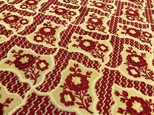 STROHEIM RUBY ON BUTTER "FONTAIGNE FRIEZE" FRENCH FLORAL CUT VELVET FABRIC - Picture 1 of 3