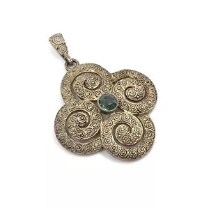Colgante de joyería Theodor Fahrner 5,2 cm plata 925 dorado espinela verde - Imagen 1 de 16