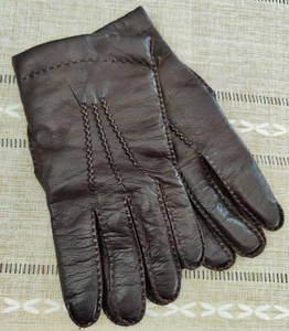 Men's Brooks Brothers Black 100% Lambskin Leather Cashmere Lining Gloves M Italy - Picture 1 of 6