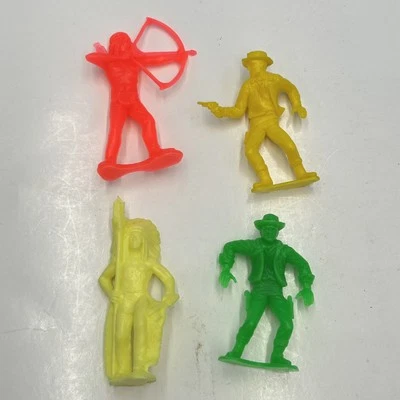 1960s TIM MEE TOYS 2 .5” Plastic Colorful Cowboys Indian Gun Fighters Chief - Image 1 of 4
