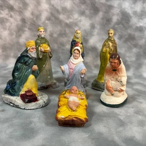 Belén pintado a mano de colección años 60 7 piezas figuras de yeso de Navidad MCM encanto - Imagen 1 de 9