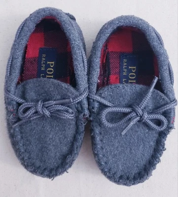 Mocasines de conducción Ralph Lauren bebé niño talla 5 fieltro gris  Foto 1 de 4