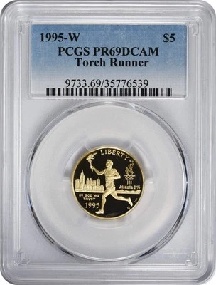 1995-W Torch Runner $5 Gold Five Dollar Proof Commemorative PR69DCAM PCGS - Image 1 of 2