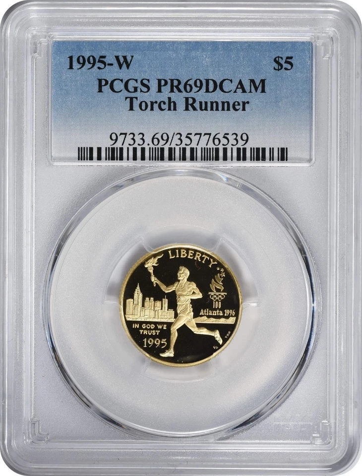 1995-W Torch Runner $5 Gold Five Dollar Proof Commemorative PR69DCAM PCGS - Image 1 of 2