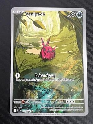 Pokemon TCG Venipede 132/086 Sv: Black Bolt Holo Illustration Rare NM - Image 1 of 2