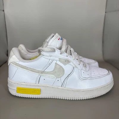 Nike Air Force 1 Low White Yellow Accent Kids Shoes Size 2.5Y - Image 1 of 4