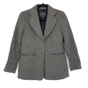 Banana Republic Zwei-Knopf Blazer Jacke Damen Größe 2P Schwarz Creme Tweed - Bild 1 von 6