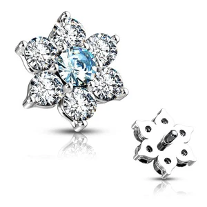Piercing Microdermal Flower 7 White Zircon Turquoise - Imagen 1 de 1