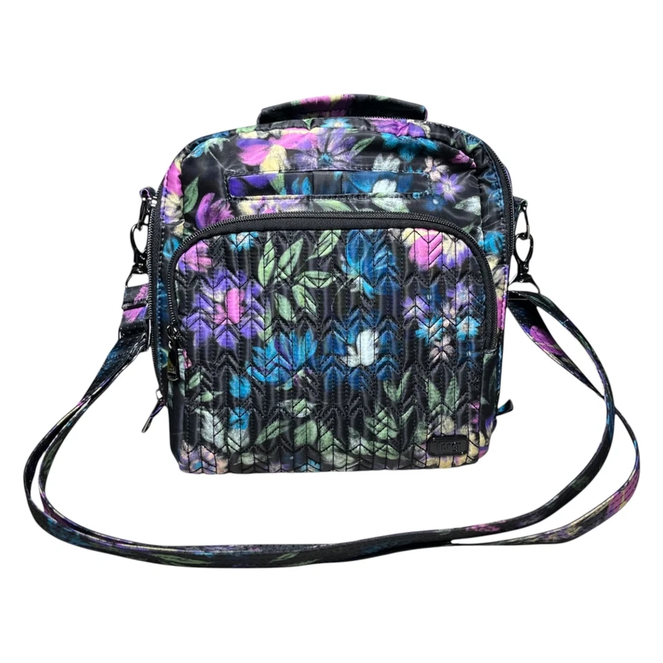 LUG Ranger Crossbody Shoulder Bag Bloom Black Floral RFID Blocking Front Quilted - Image 1 of 4