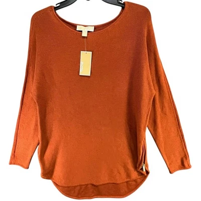 Suéter Michael Kors MMK Tejido Mujer M Marrón Arce Cremallera Lateral Acogedor Núcleo Boho Chic Foto 1 de 4