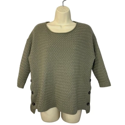 Garnet Hill Cashmere Button-Detail Boxy Sweater Luxury Soft S - Image 1 of 4