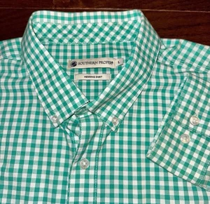 Southern Proper Men L Green Gingham Button Down Shirt Henning Preppy Casual - Picture 1 of 5