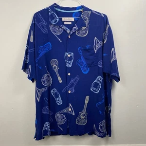Tommy Bahama Hemd XL blau Musikinstrumente Print Hawaii Aloha Camp - Bild 1 von 9