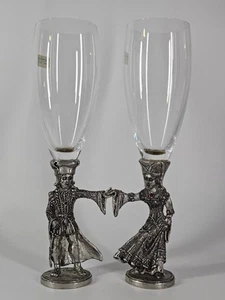 Fellowship Foundry Peter Pewter O'hare 1991 King & Queen Wedding Wine Goblets - Picture 1 of 11