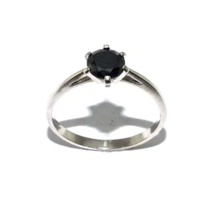 Damen Elegante 9ct Weiß Gold Ring Set mit Einem Full Karat Schwarzer Diamant, Eu - Bild 1 von 8