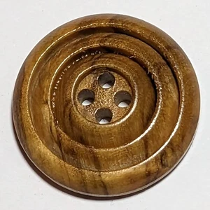 23mm Natural Olive Wood Patterned Buttons - Picture 1 of 3