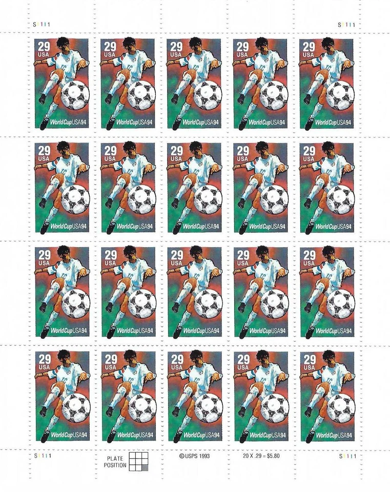Scott 2834 - 29 Cent World Cup Soccer Mini Sheet of 20 MNH - Image 1 of 1