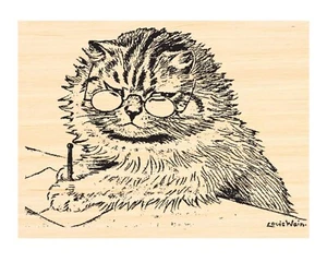 P135 Katze Schreiben einer Notiz Gummistempel - Bild 1 von 1