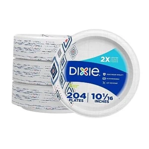 Large Paper Plates, 10 Inch, 204 Count, 2X Stronger, Microwave-Safe, Soak - Picture 1 of 7