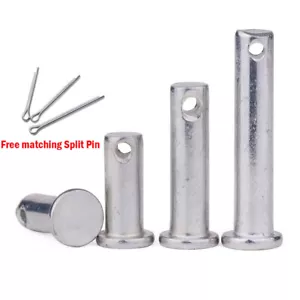 Clevis Pin with Split Cotter Pins 8mm 10mm Metric 304(A2) Stainless Steel - Picture 1 of 7