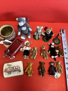 Lot 15 Mini Miniature Bears & Cats Boyd’s Misc Cute 2”-4” Wagon Basket Stands - Picture 1 of 7