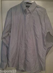 Croft & Barrow Mens Shirt Size 16.5 36 Blue White Striped - Picture 1 of 3