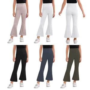 Girls Pants Fitness Trousers Stretchy Dancewear Comfortable Bell Bottoms Dance - Picture 1 of 57