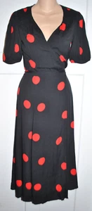 REFORMATION Black Red Polka Dot Wrap Midi Dress size XS - Picture 1 of 5