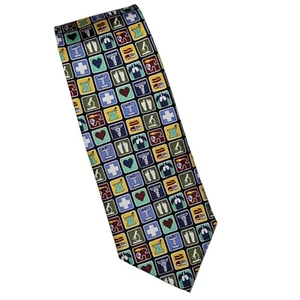 Wild Ties Mens Neck Tie Medical Symbols Instruments 100% Silk Multicolor 60" GUC - Picture 1 of 11