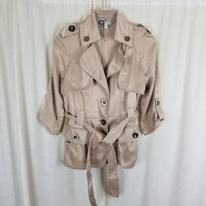 Peppe Peluso Belted Tie Trench Coat Jacket Blazer Womens S Cargo Cape Top Shein - Picture 1 of 7