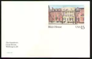 US. UX121. 15c. Blair House. Postal Card. MNH. 1988 - Picture 1 of 1