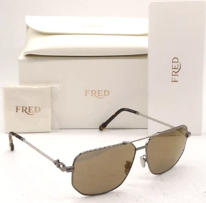 FRED FG 40013U 06G SILVER WITH BROWN POLARIZED LENSES AUTHENTIC SUNGLASSES 62-13 - Picture 1 of 7