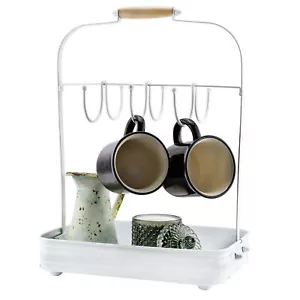 Scaffale da appendere tazza da caffè smaltato bianco, stile fattoria rustico - Foto 1 di 9