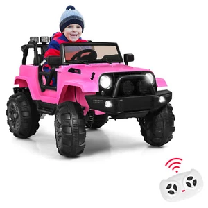 12V Kids Ride On Truck Car with Remote Control MP3 Music & LED Lights Pink - Picture 1 of 10