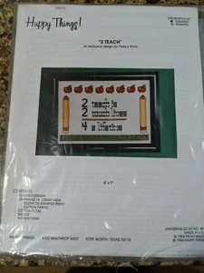 Kit de punto de cruz Happy Things ""2 Teach"" con marco nuevo en paquete - Imagen 1 de 3