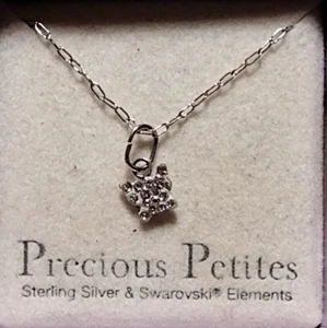 Precious Petites Girls Sterling Silver Crystal Butterfly 13" Chain - Picture 1 of 4
