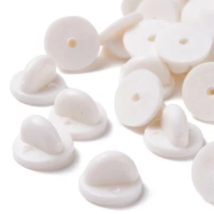 50 White RUBBER Clutches BACKS for Tie Tacks / Lapel Pins / Pin Guard / Clasp - Picture 1 of 5