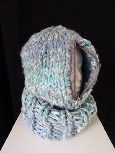 Dicke Balaclava Grobstrick Schurwolle Reißverschluss Handstrick + Rollkragen - Bild 1 von 3