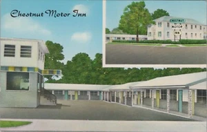 Chestnut Motor Inn Seymour Artist Rendering Dual View Indiana IN Postcard CP5 - Picture 1 of 2