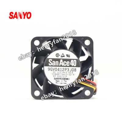 SANYO DENKI 9GV0412P3J08 DC 12V 0.60A 40*40*28MM 4-Pin Server Cooling Fan - Image 1 of 4