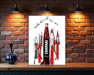 Vintage Camparı Soda Rocket Space Age Heavy Metal Sign (60X40cm) - Picture 1 of 5
