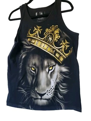 Camiseta negra mediana Ogabel King Lion Print para hombre Foto 1 de 4