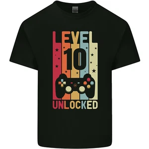 10th Birthday 10 Year Old Level Up Gaming Kids T-Shirt Childrens - Picture 1 of 19