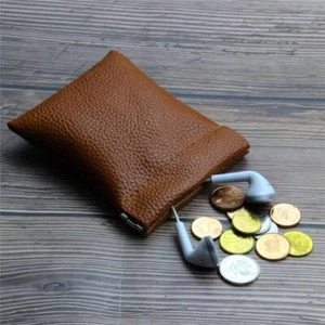 COIN POUCH PURSE LEATHER MENS LADIES SNAP WALLET MULTICOLOR UNISEX SOFT CARD BAG - Foto 1 di 17