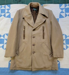 Vintage 1970s McGregor Beige Wool Camel Overcoat Talon Zipper sz 38 - Picture 1 of 12