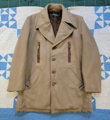 Vintage 1970s McGregor Beige Wool Camel Overcoat Talon Zipper sz 38 - Image 1 of 4