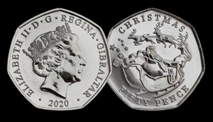 Gibraltar 2020 50p Papá Noel en trineo Gibraltar moneda 50p - Imagen 1 de 1