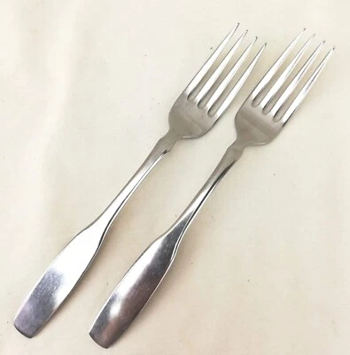 2 Pc Vintage Oneida Community Satin Stainless Flatware Paul Revere Dinner Forks - Image 1 of 2